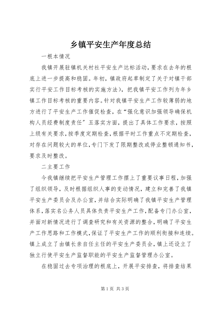 2023年乡镇安全生产年度总结.docx_第1页