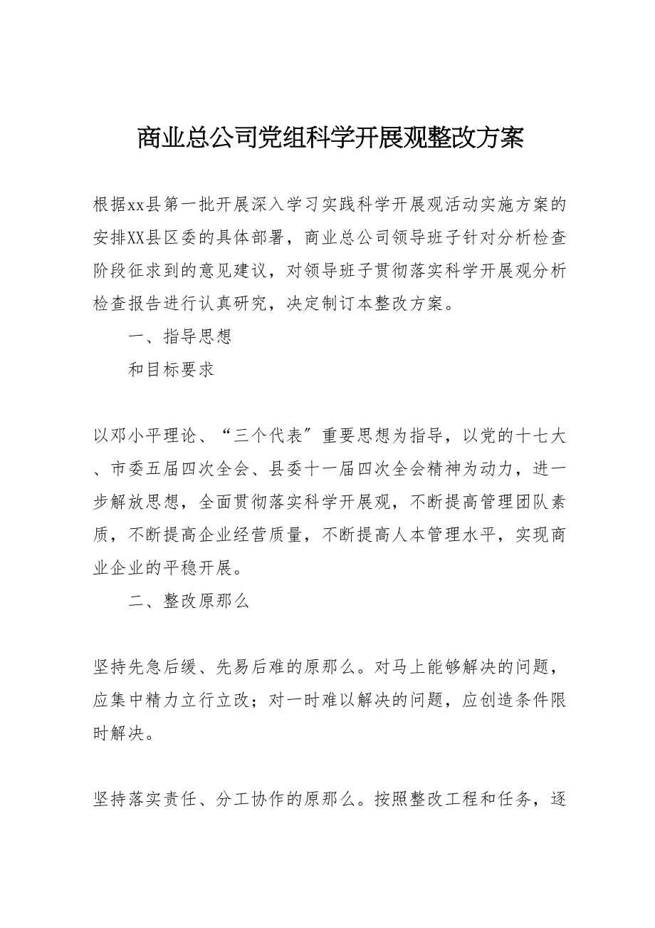 2023年商业总公司党组科学发展观整改方案新编.doc_第1页