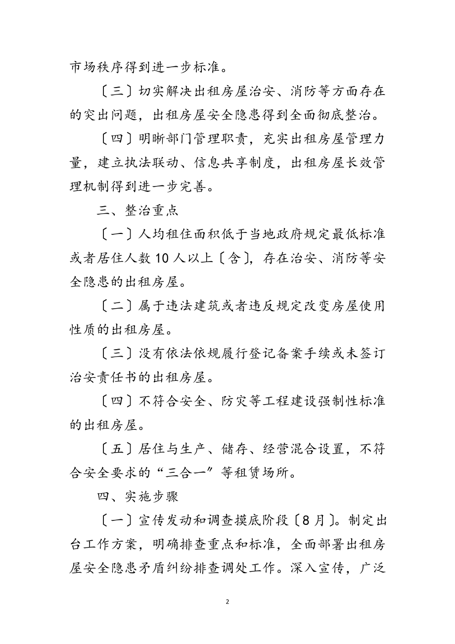 2023年出租房屋安全隐患集中整治方案范文.doc_第2页