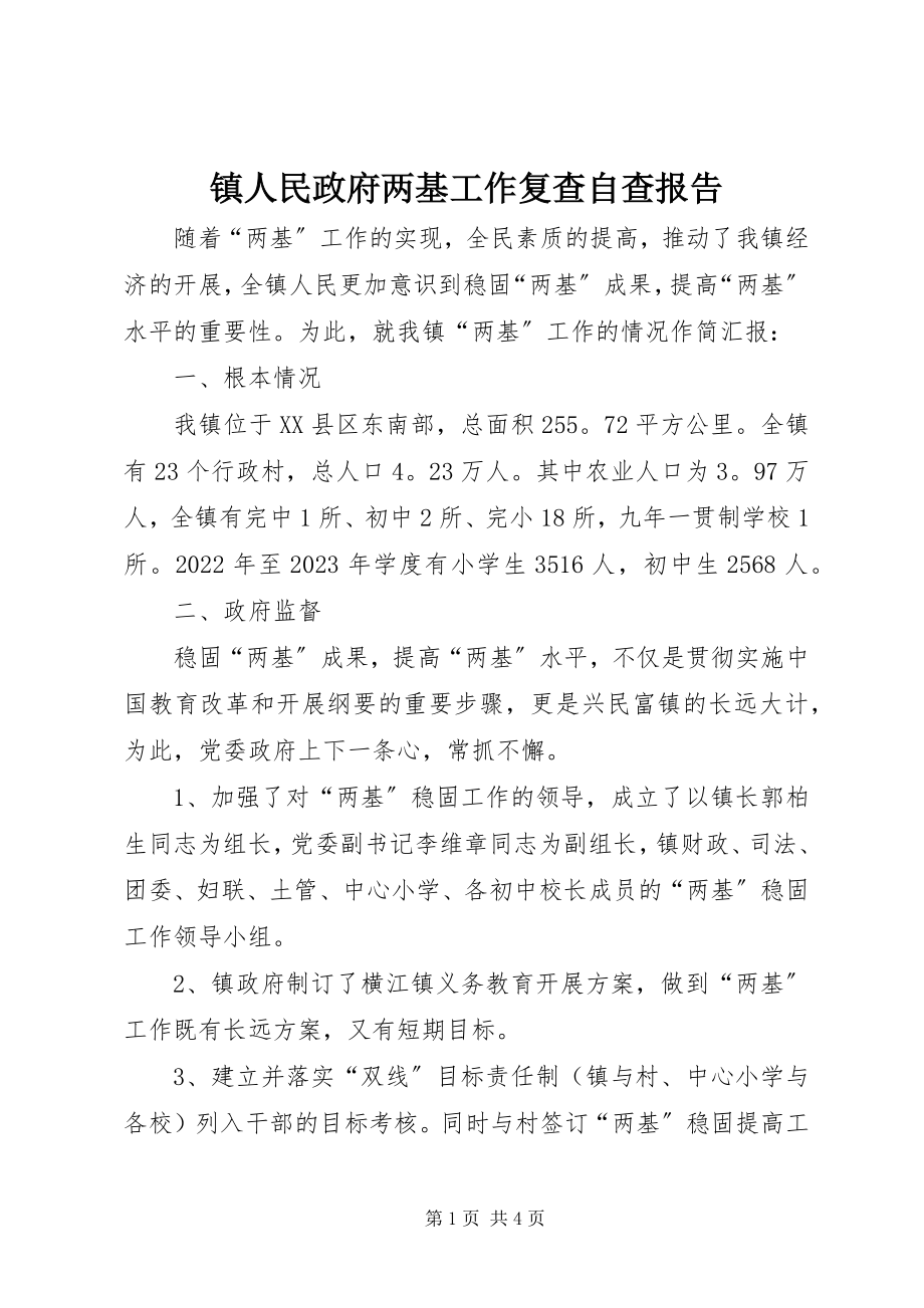 2023年镇人民政府两基工作复查自查报告.docx_第1页