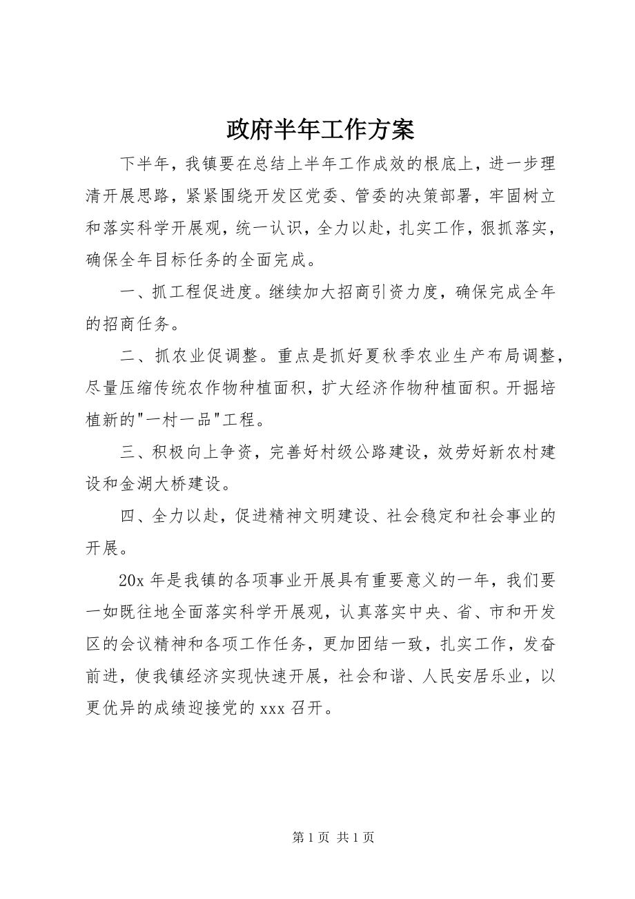 2023年政府半年工作计划.docx_第1页