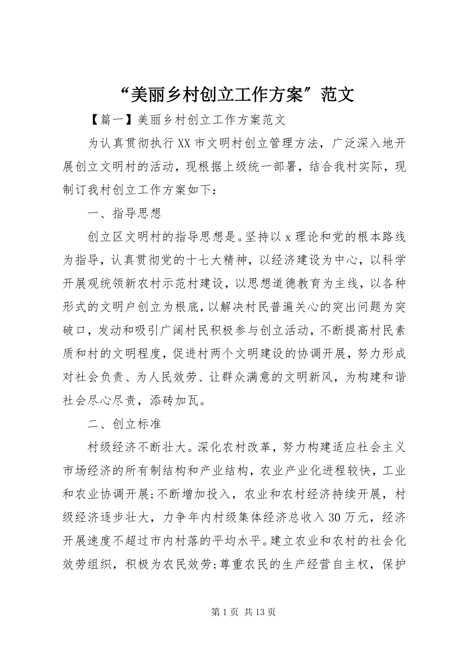 2023年美丽乡村创建工作计划范文.docx_第1页