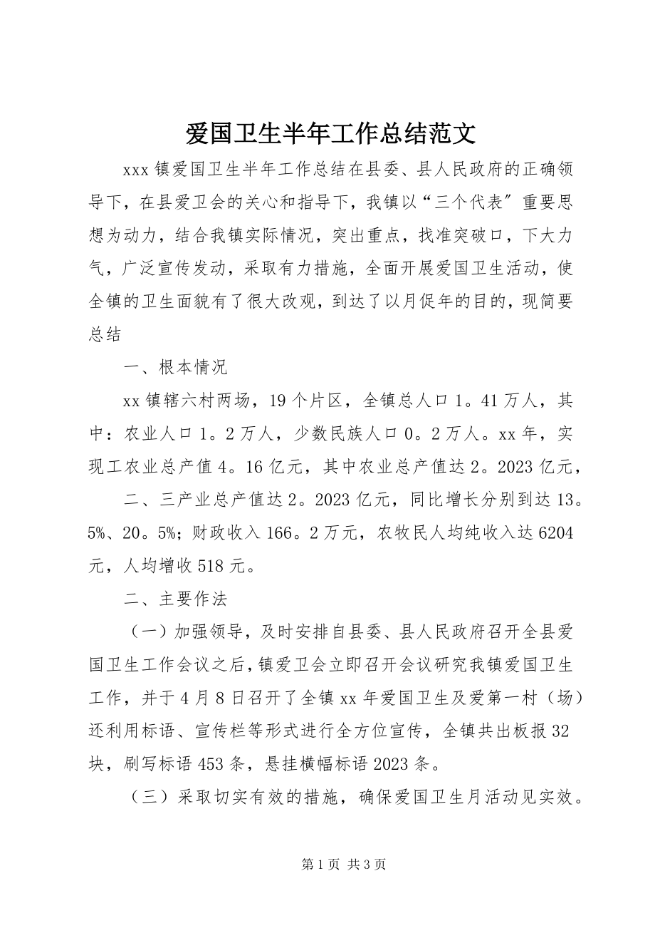 2023年爱国卫生半年工作总结2新编.docx_第1页