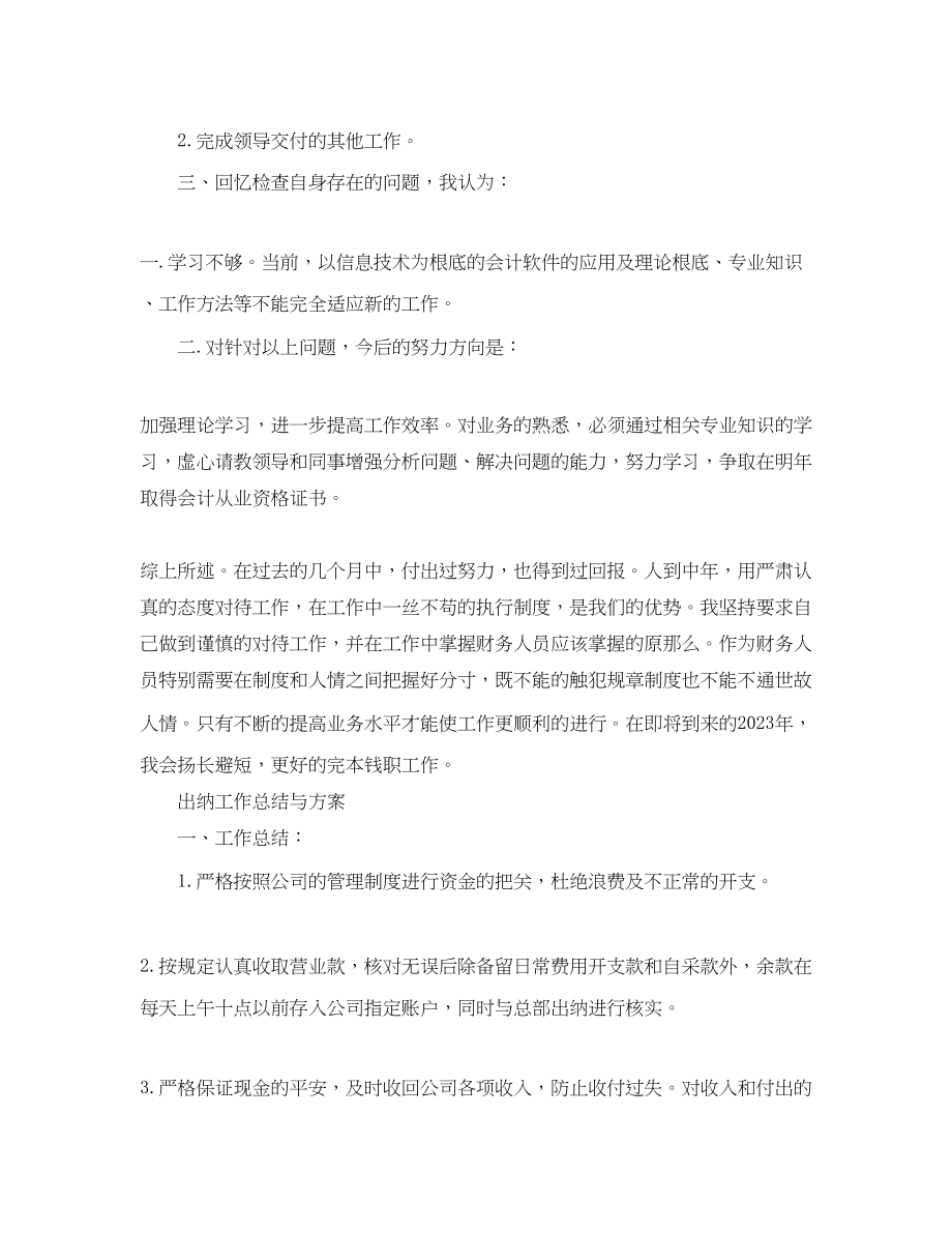 2023年出纳工作总结与计划2.docx_第2页