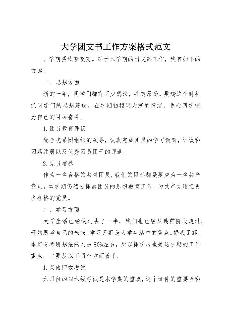 2023年大学团支书工作计划格式2.docx_第1页