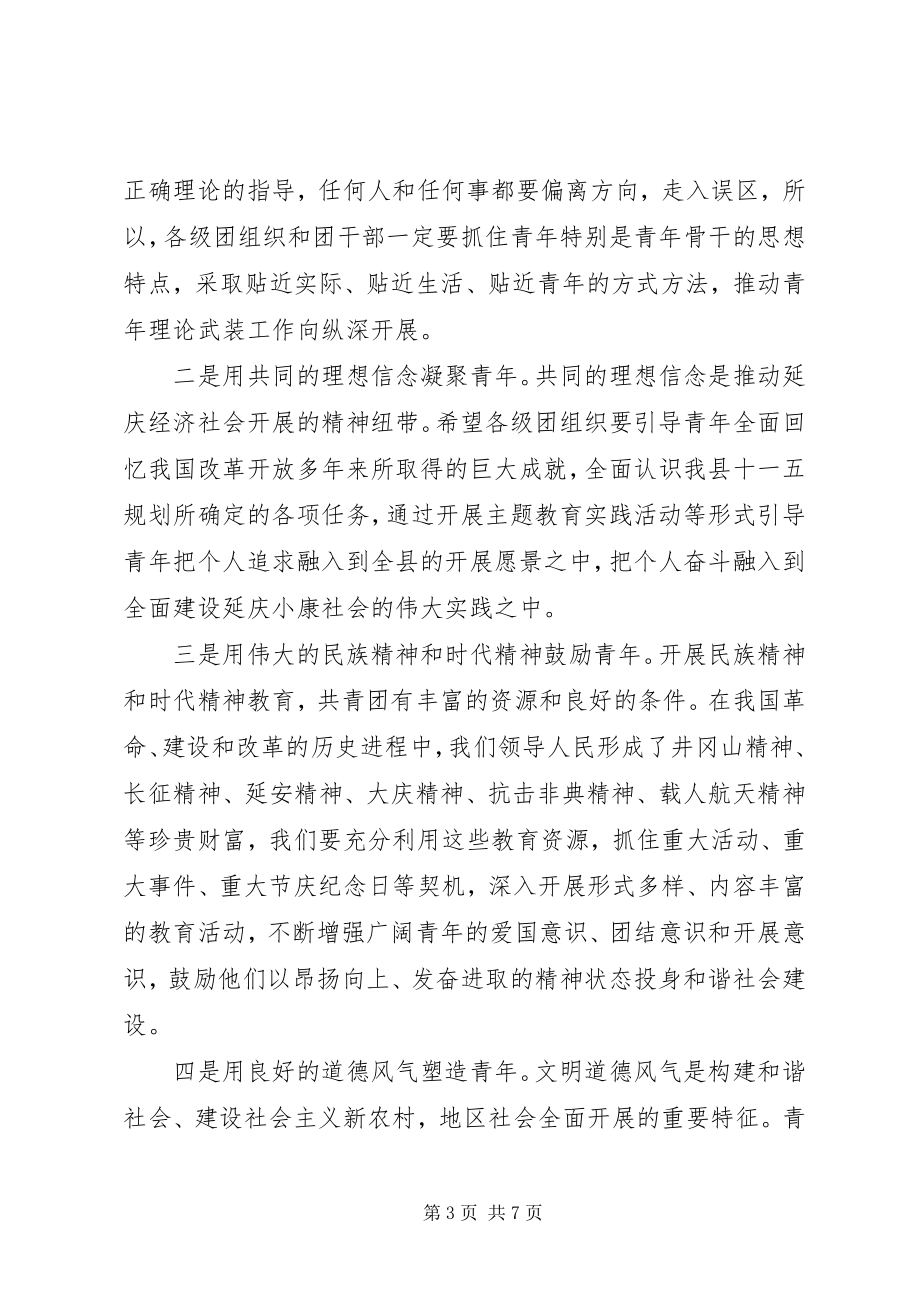 2023年县委副书记在共青团年度工作会上的致辞.docx_第3页