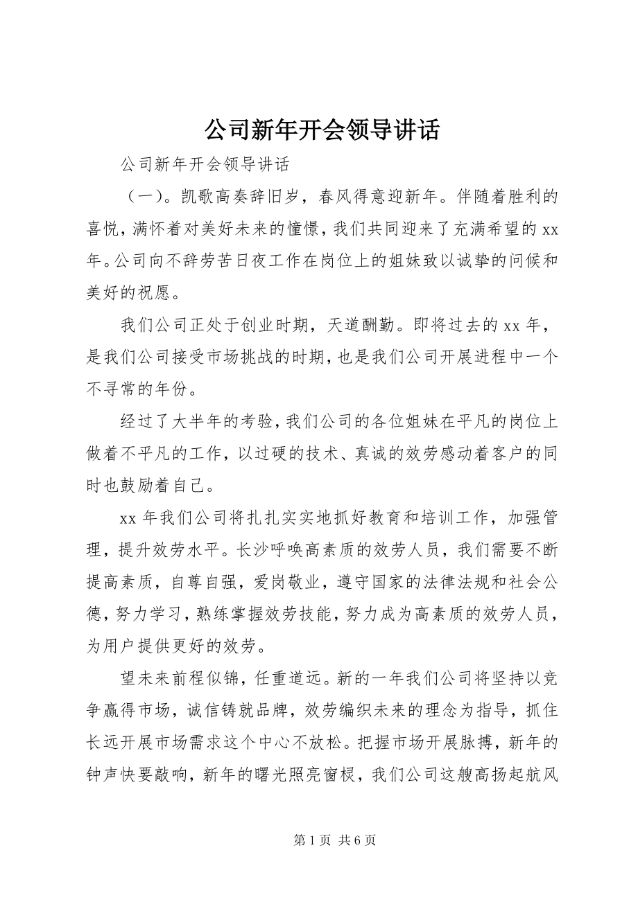 2023年公司新年开会领导致辞.docx_第1页