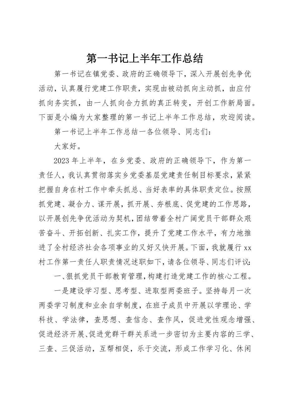 2023年第一书记上半年工作总结新编.docx_第1页