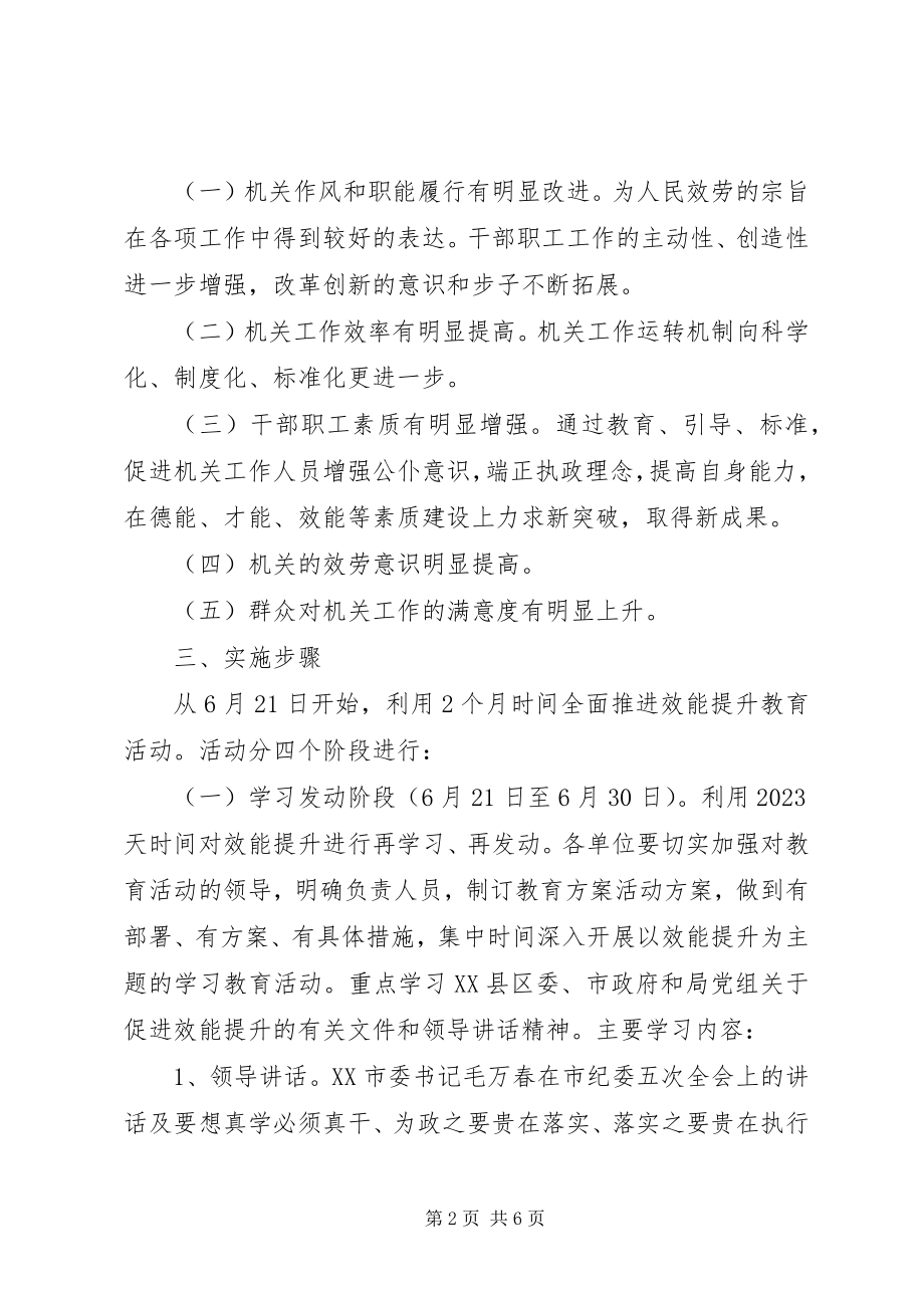 2023年某局开展效能提升教育活动实施方案.docx_第2页