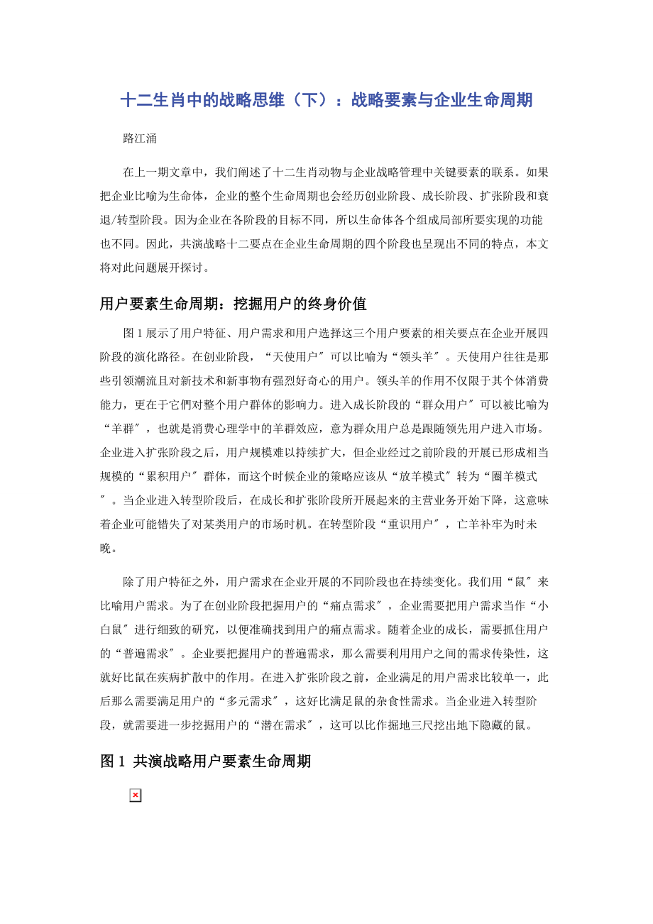 2023年十二生肖中的战略思维下战略要素与企业生命周期.docx_第1页