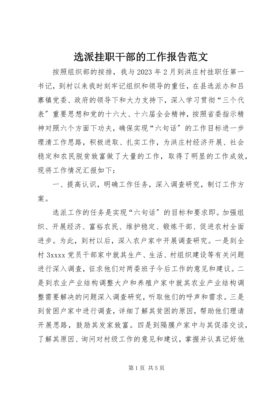 2023年选派挂职干部的工作报告.docx_第1页