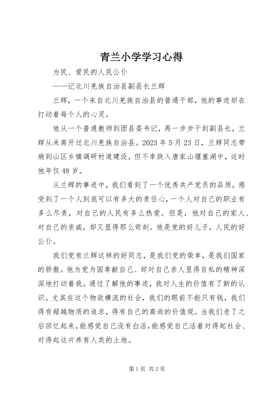 2023年青兰小学学习心得.docx_第1页