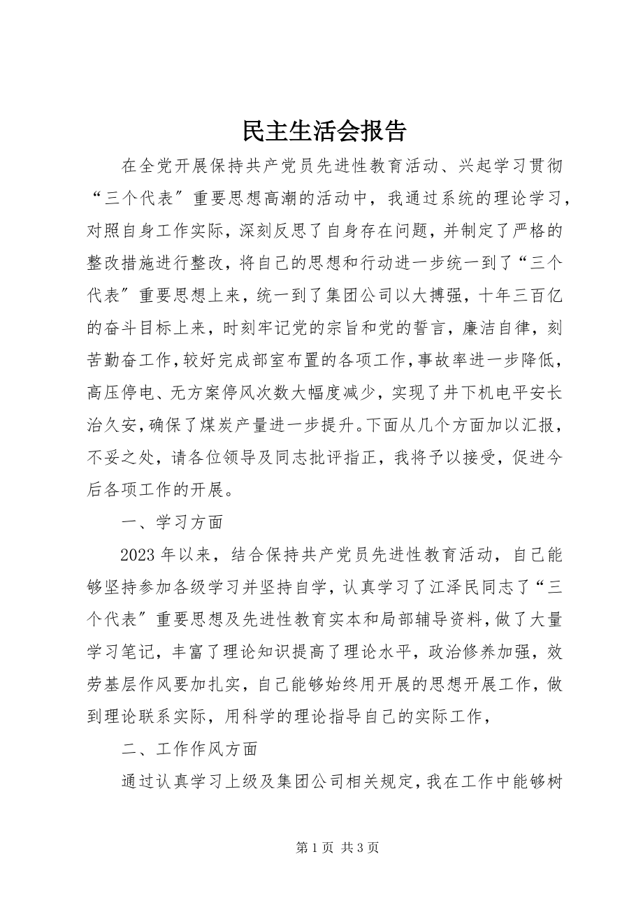 2023年民主生活会报告.docx_第1页