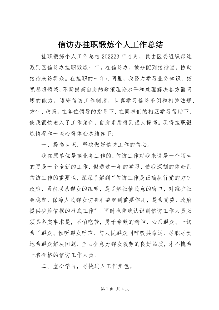 2023年信访办挂职锻炼个人工作总结.docx_第1页