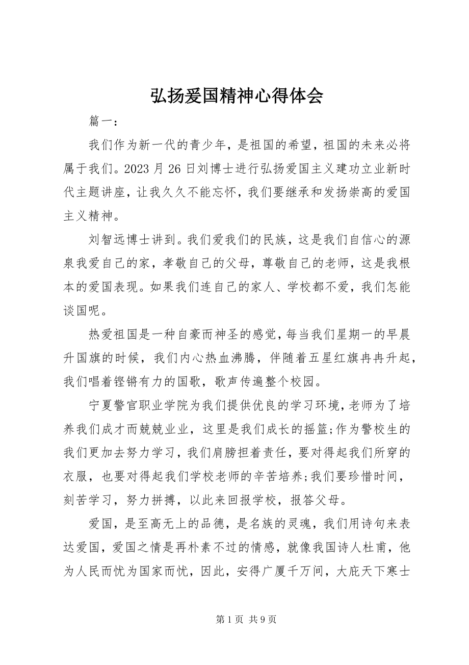 2023年弘扬爰国精神心得体会.docx_第1页