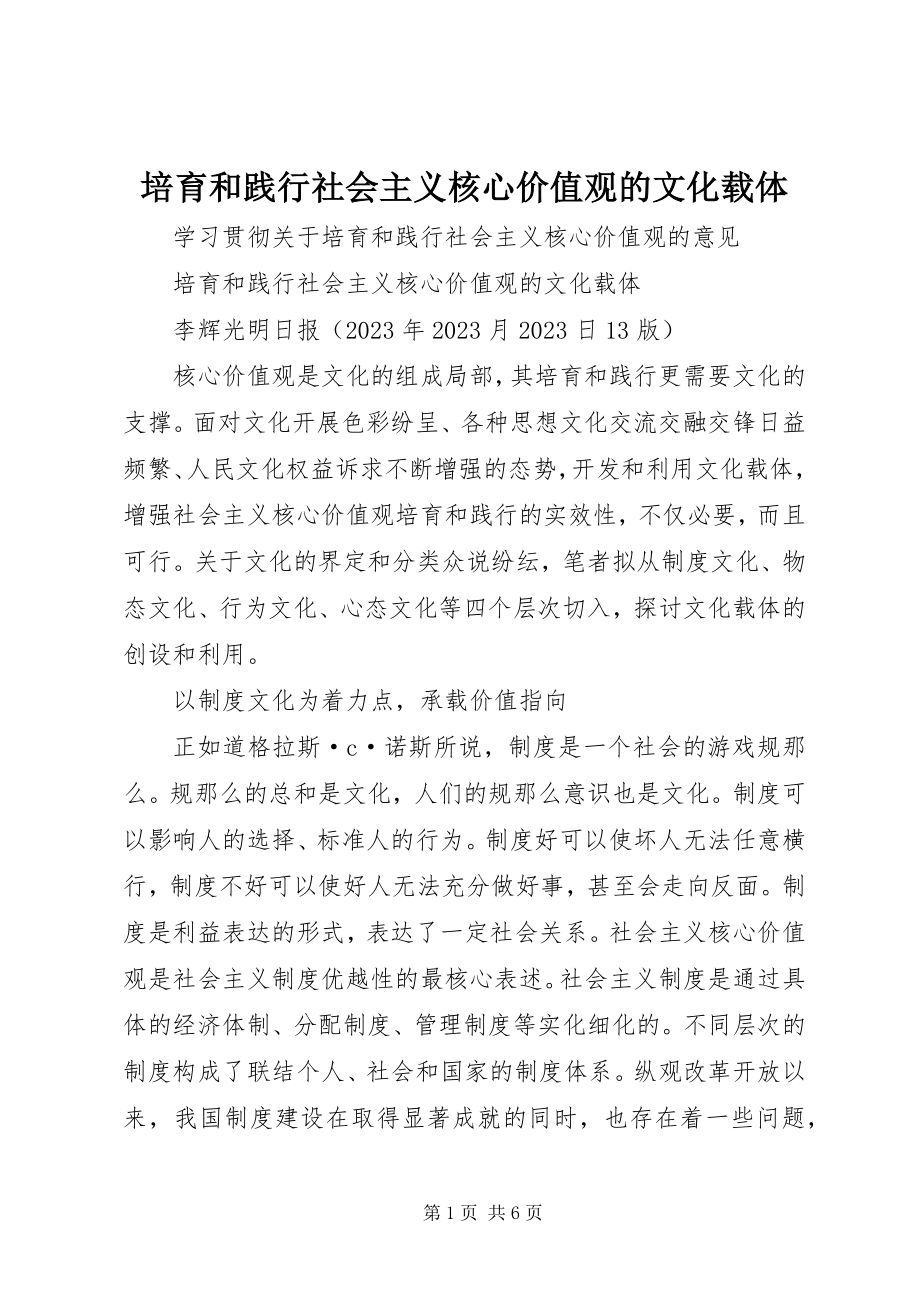 2023年培育和践行社会主义核心价值观的文化载体.docx_第1页