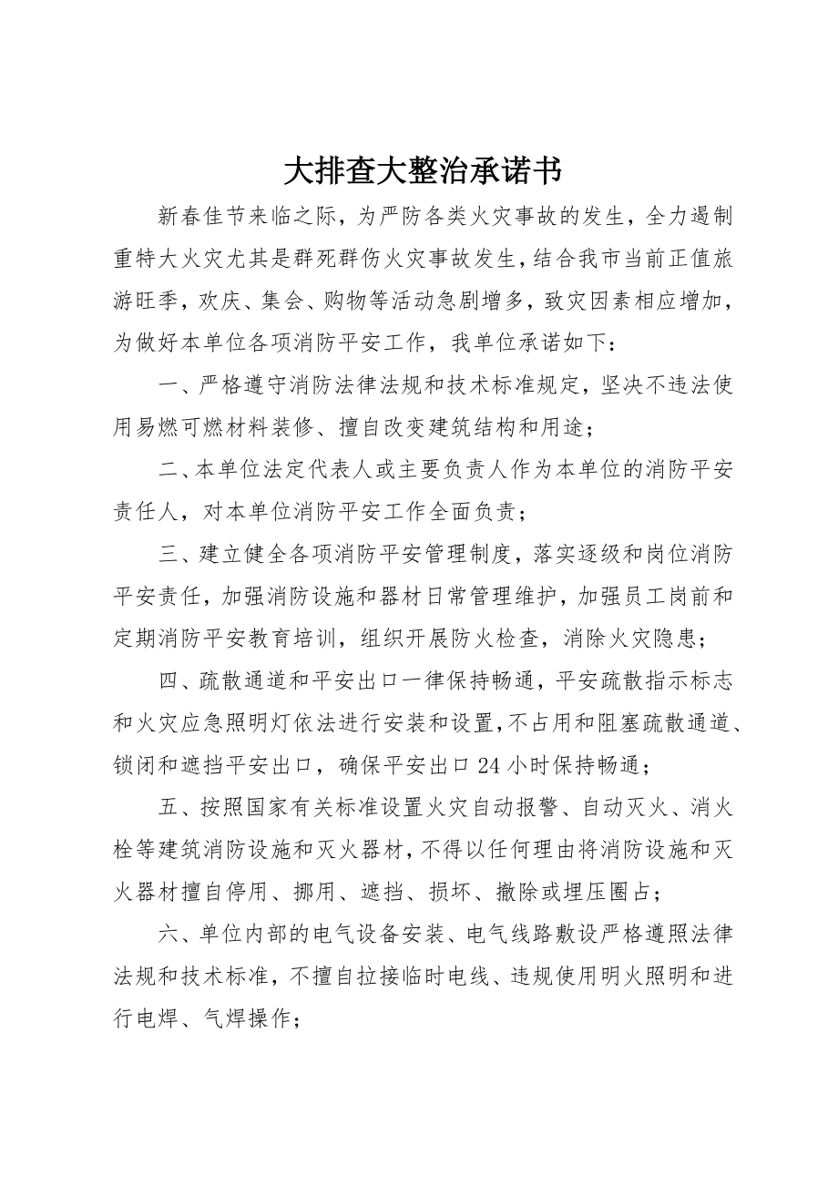 2023年大排查大整治承诺书新编.docx_第1页