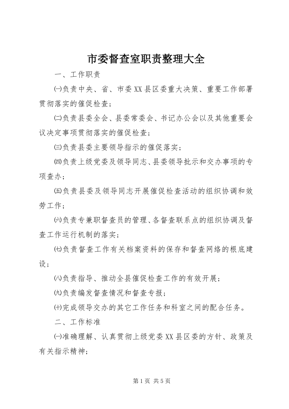 2023年市委督查室职责整理大全.docx_第1页