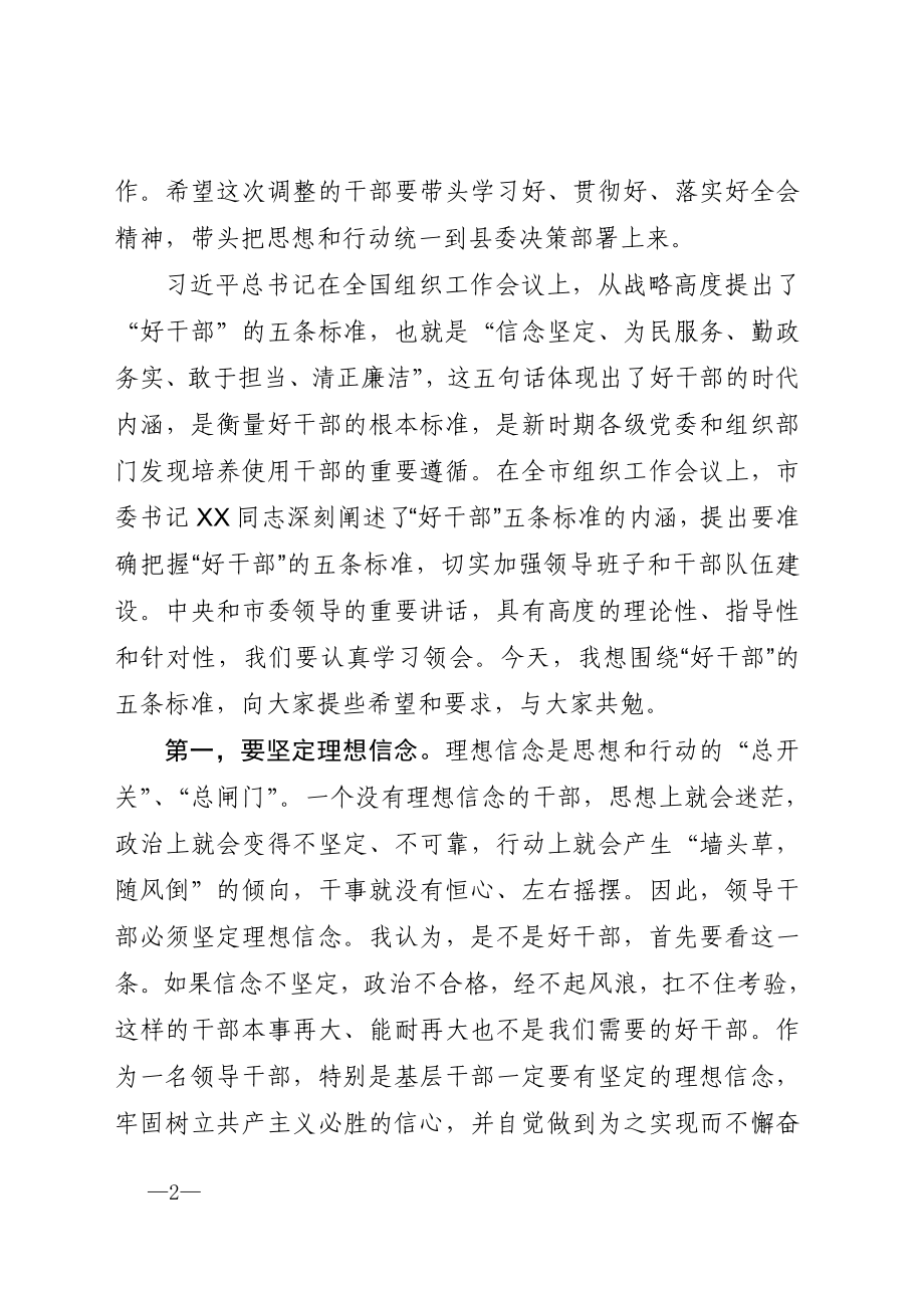 在2020年干部调整集体谈话会上的讲话.doc_第2页