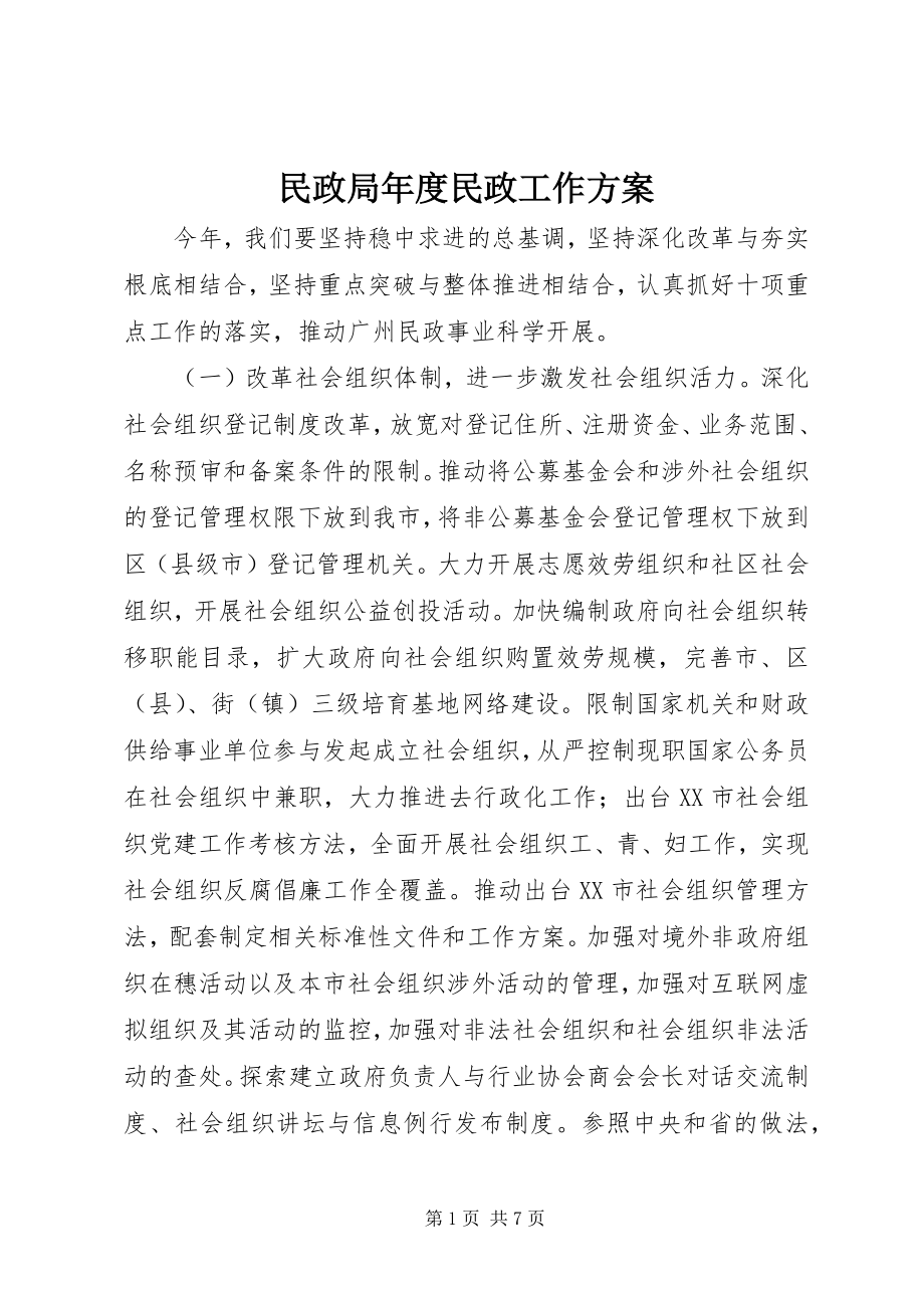 2023年民政局度民政工作计划.docx_第1页