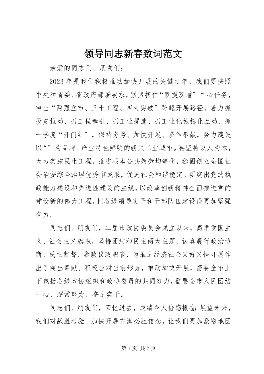 2023年领导同志新春致词.docx_第1页