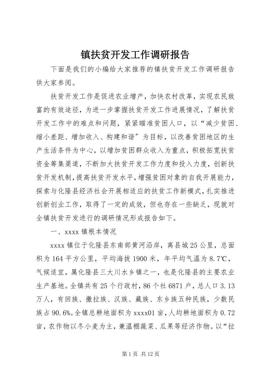 2023年镇扶贫开发工作调研报告.docx_第1页