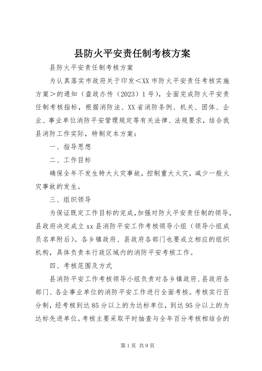 2023年县防火安全责任制考核方案.docx_第1页