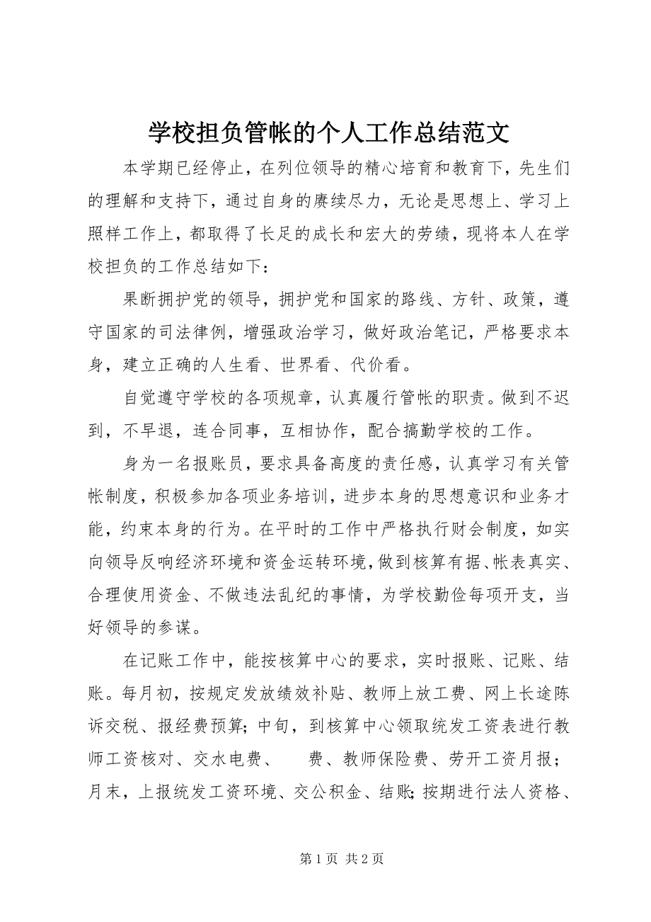 2023年学校担负管帐的个人工作总结.docx_第1页