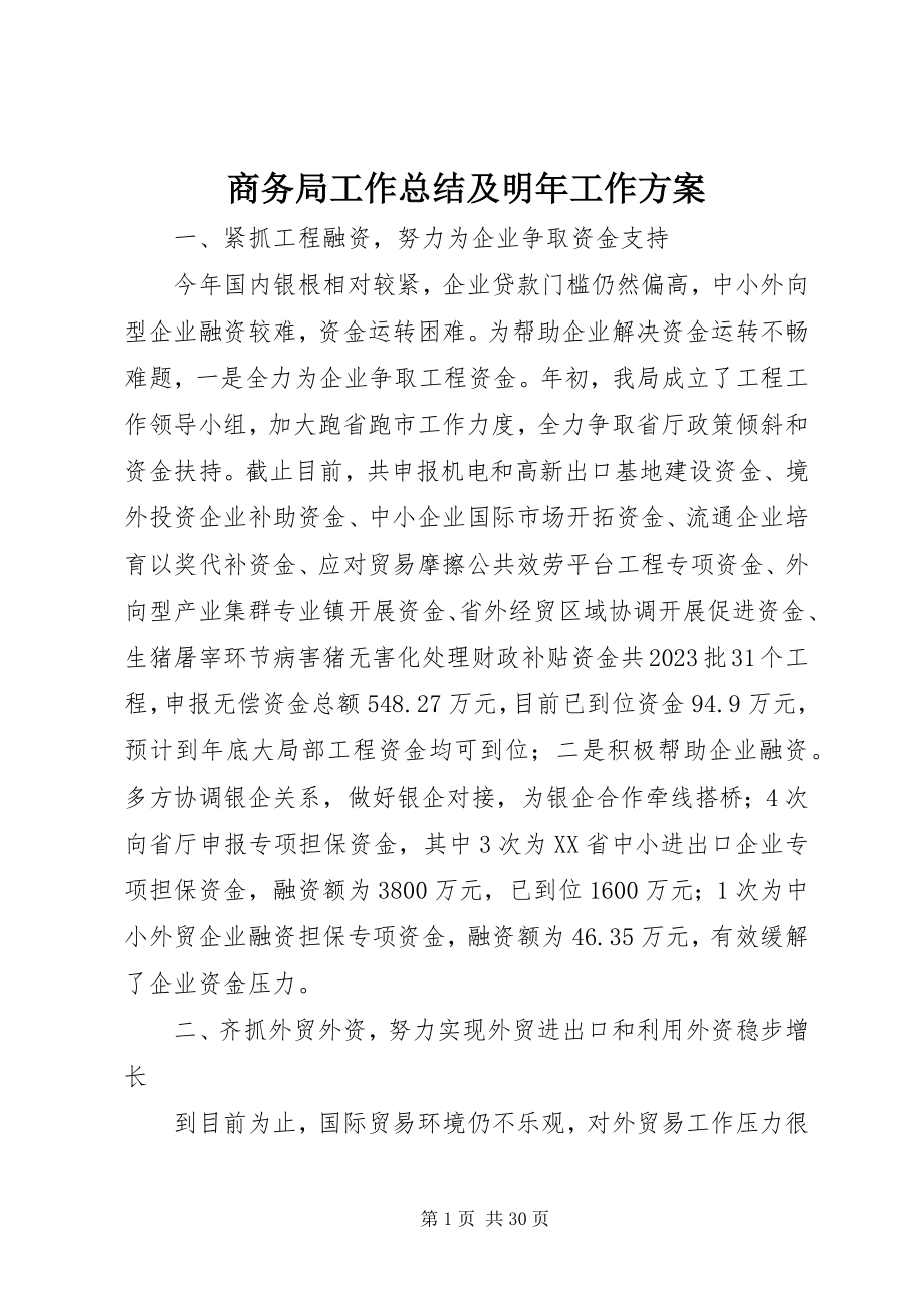 2023年商务局工作总结及明年工作计划.docx_第1页