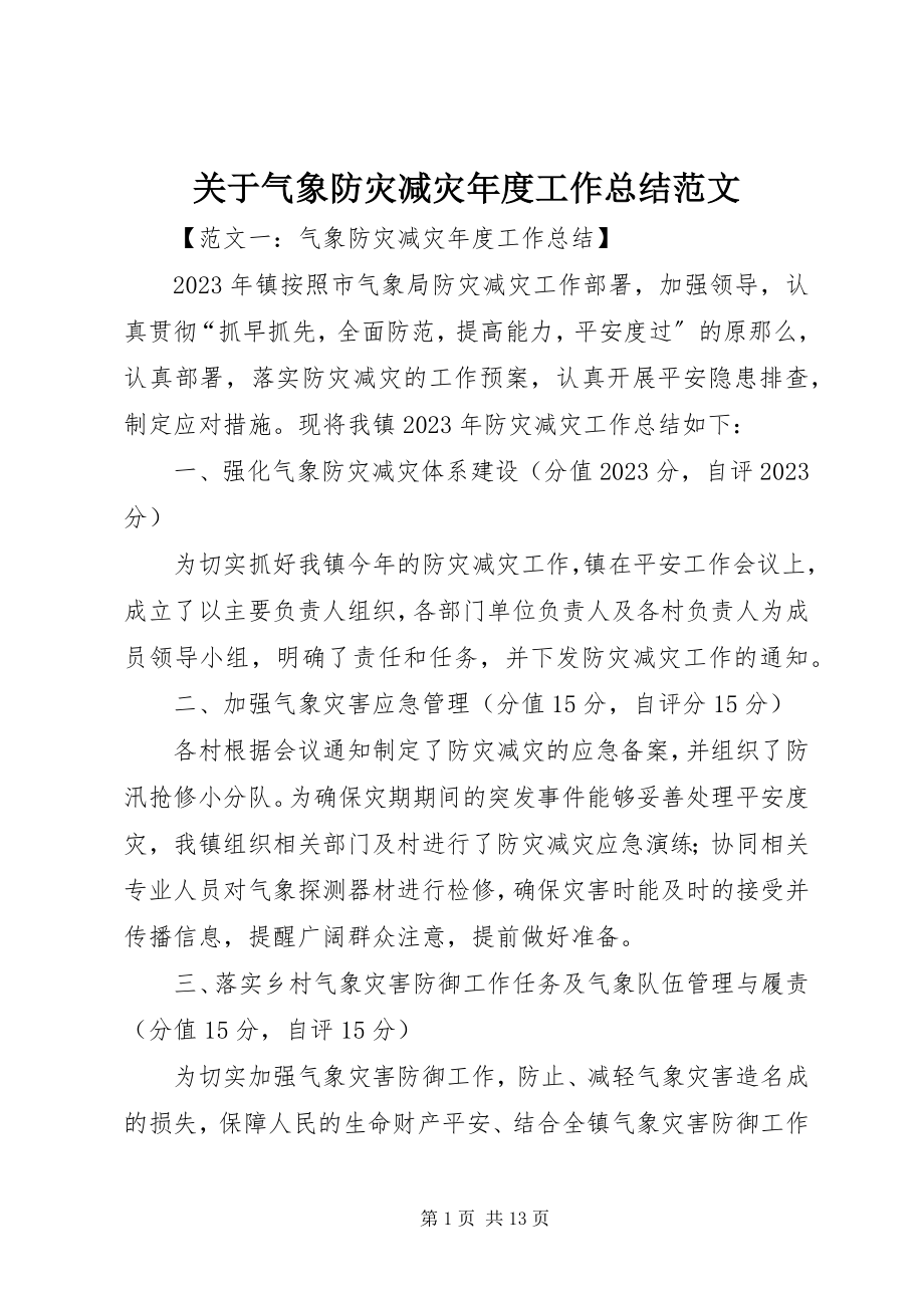 2023年气象防灾减灾度工作总结.docx_第1页