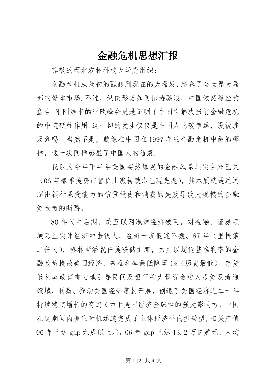 2023年金融危机思想汇报.docx_第1页