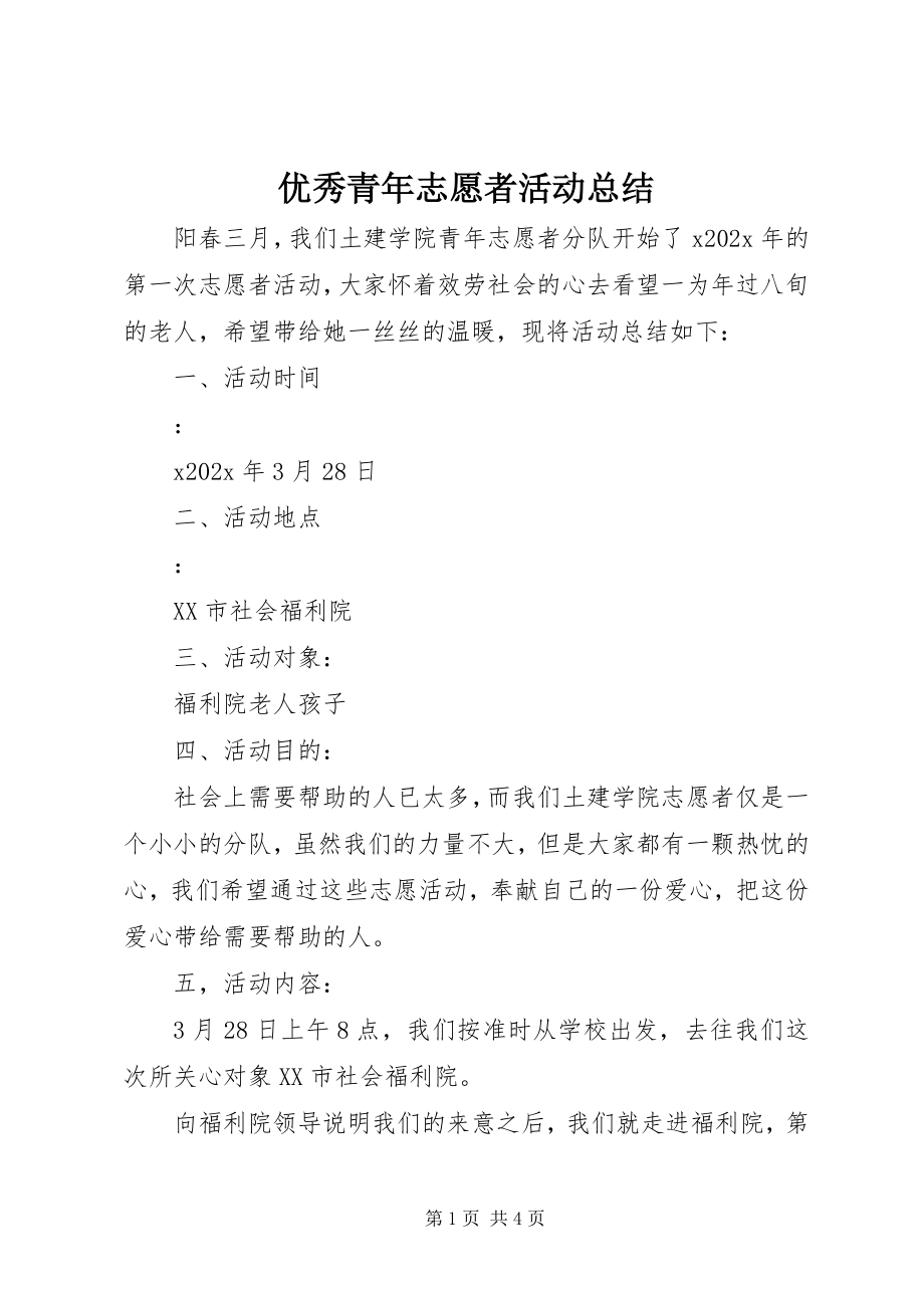 2023年优秀青年志愿者活动总结.docx_第1页