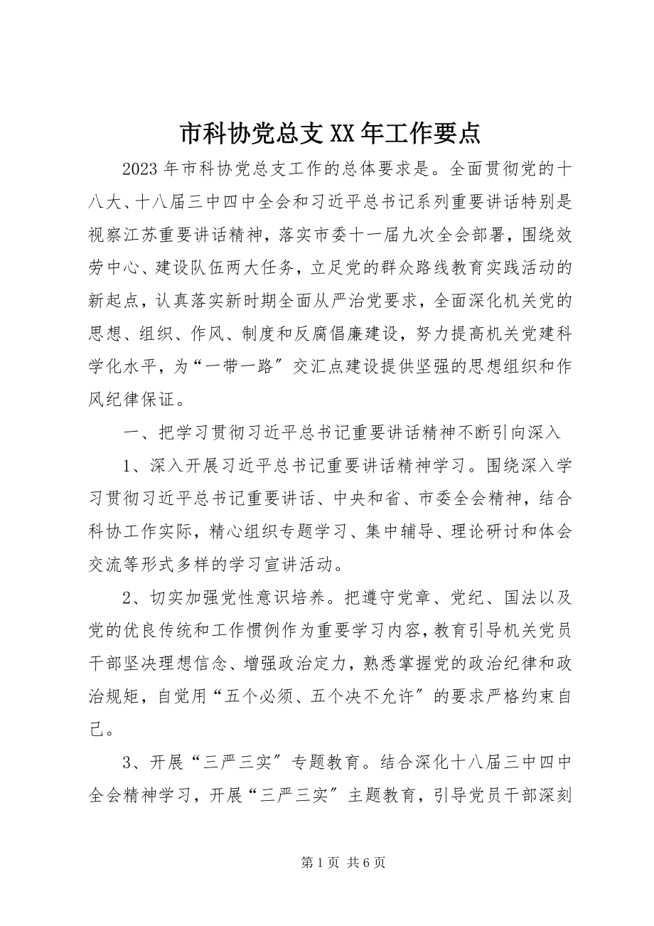 2023年市科协党总支工作要点.docx_第1页