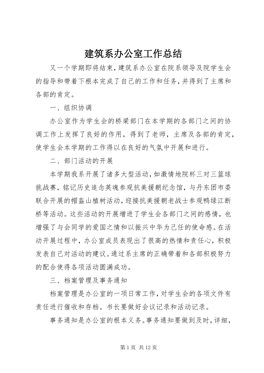 2023年建筑系办公室工作总结.docx_第1页