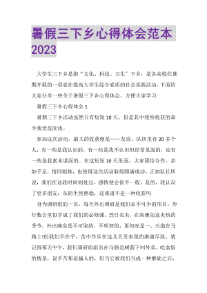 2023年暑假三下乡心得体会范本.doc