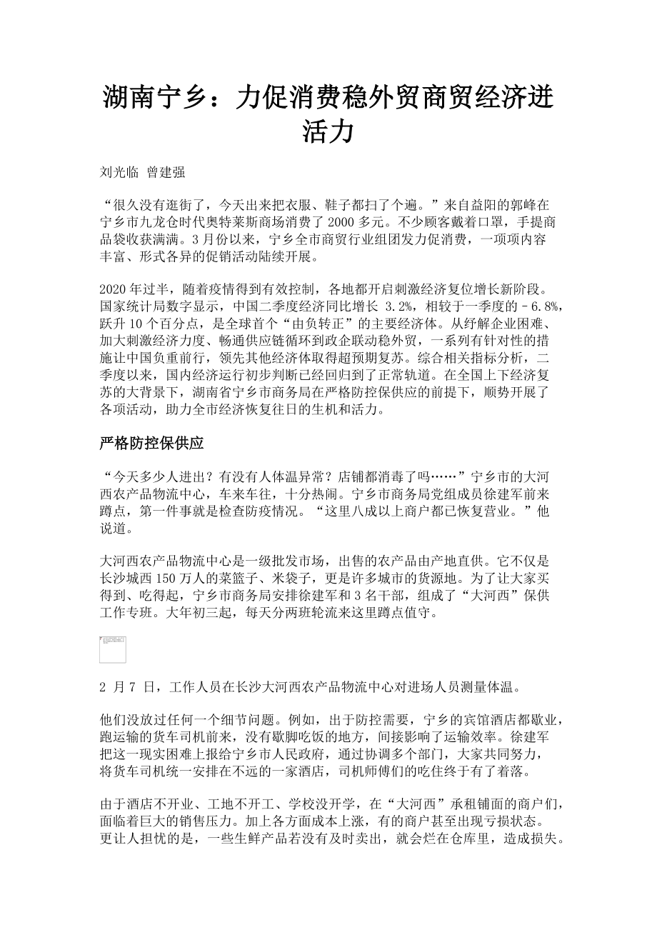 2023年湖南宁乡力促消费稳外贸商贸经济迸活力.doc_第1页