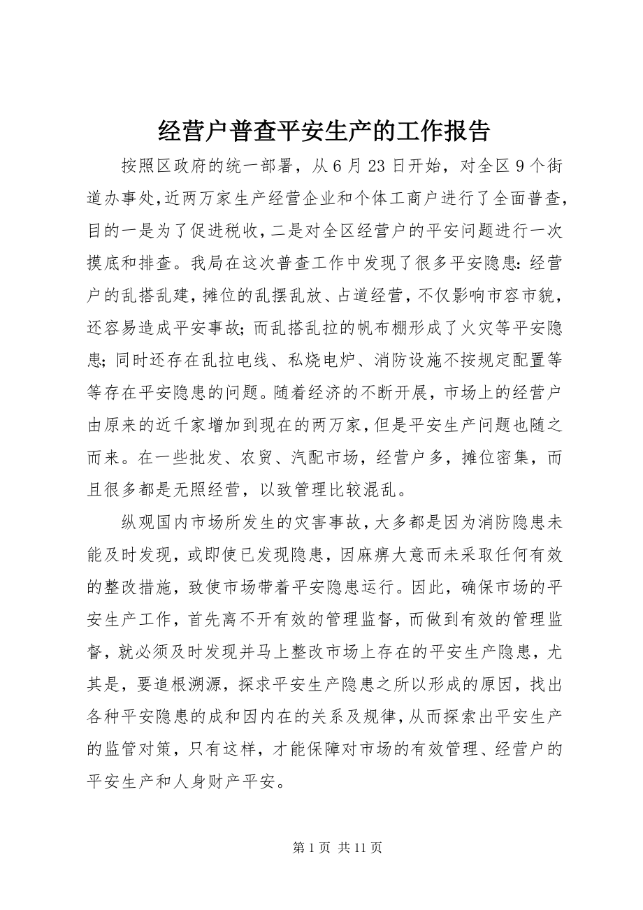 2023年经营户普查安全生产的工作报告.docx_第1页