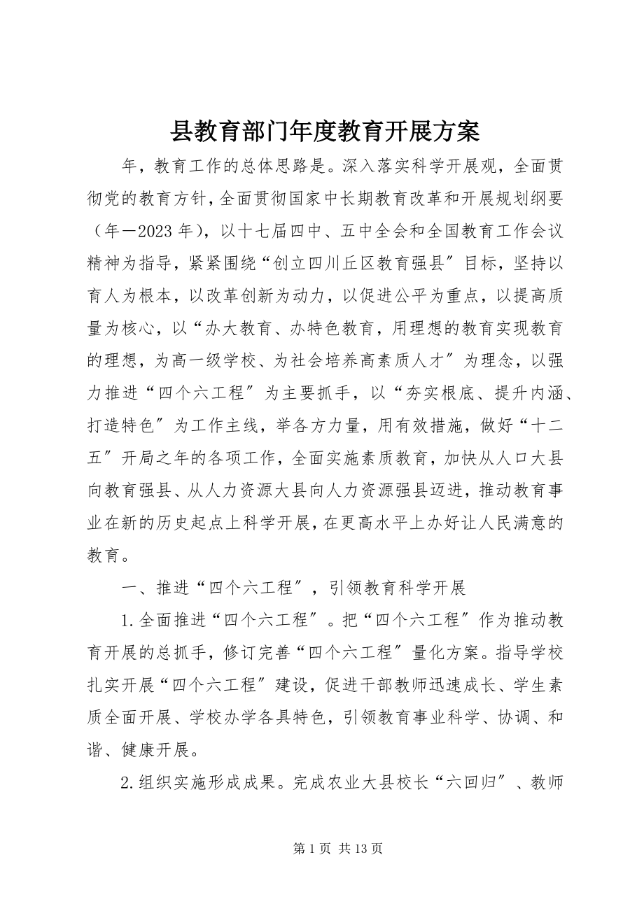 2023年县教育部门年度教育发展计划.docx_第1页