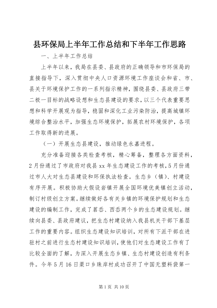 2023年县环保局上半年工作总结和下半年工作思路.docx_第1页