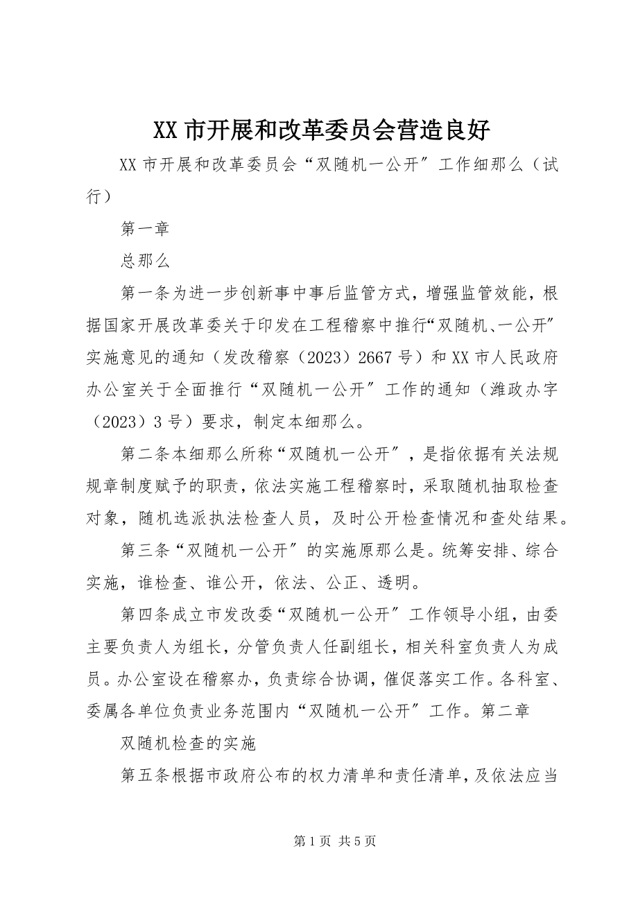 2023年XX市发展和改革委员会营造良好新编.docx_第1页