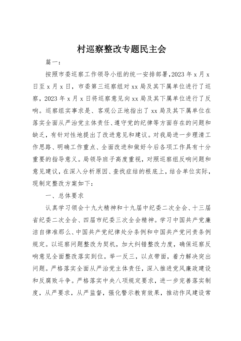 2023年村巡察整改专题民主会新编.docx_第1页