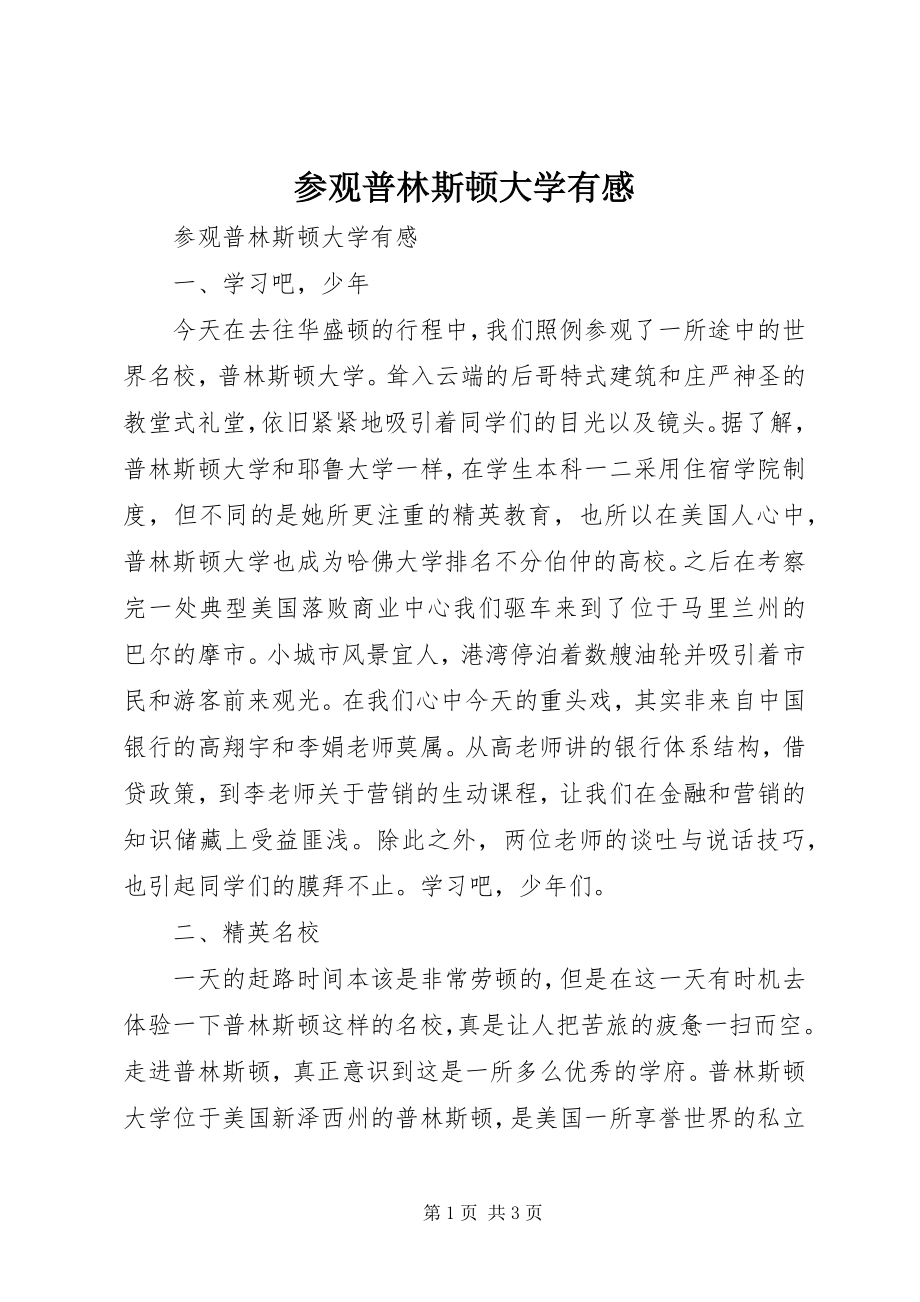 2023年参观普林斯顿大学有感新编.docx_第1页