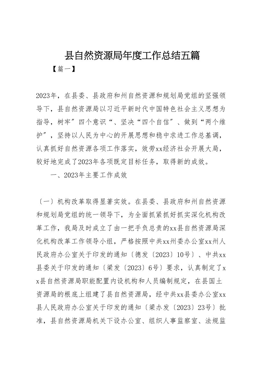 2023年县自然资源局年度工作总结五篇.doc_第1页