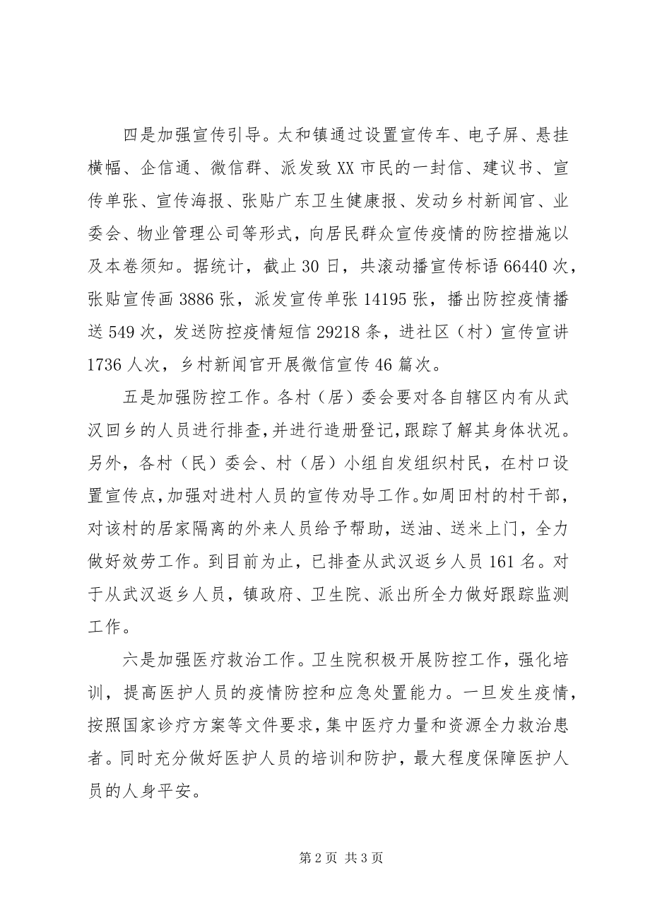 2023年镇新型肺炎疫情防控工作汇报.docx_第2页