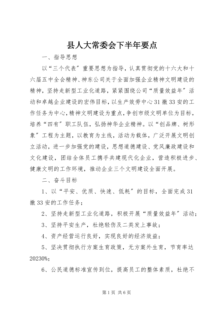 2023年县人大常委会下半年要点.docx_第1页