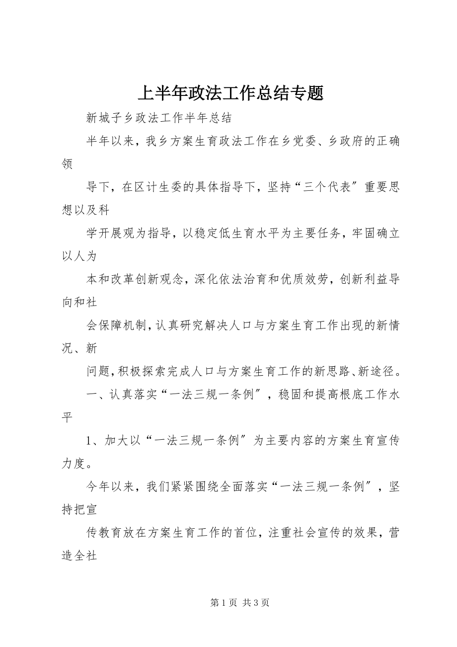 2023年上半年政法工作总结专题.docx_第1页