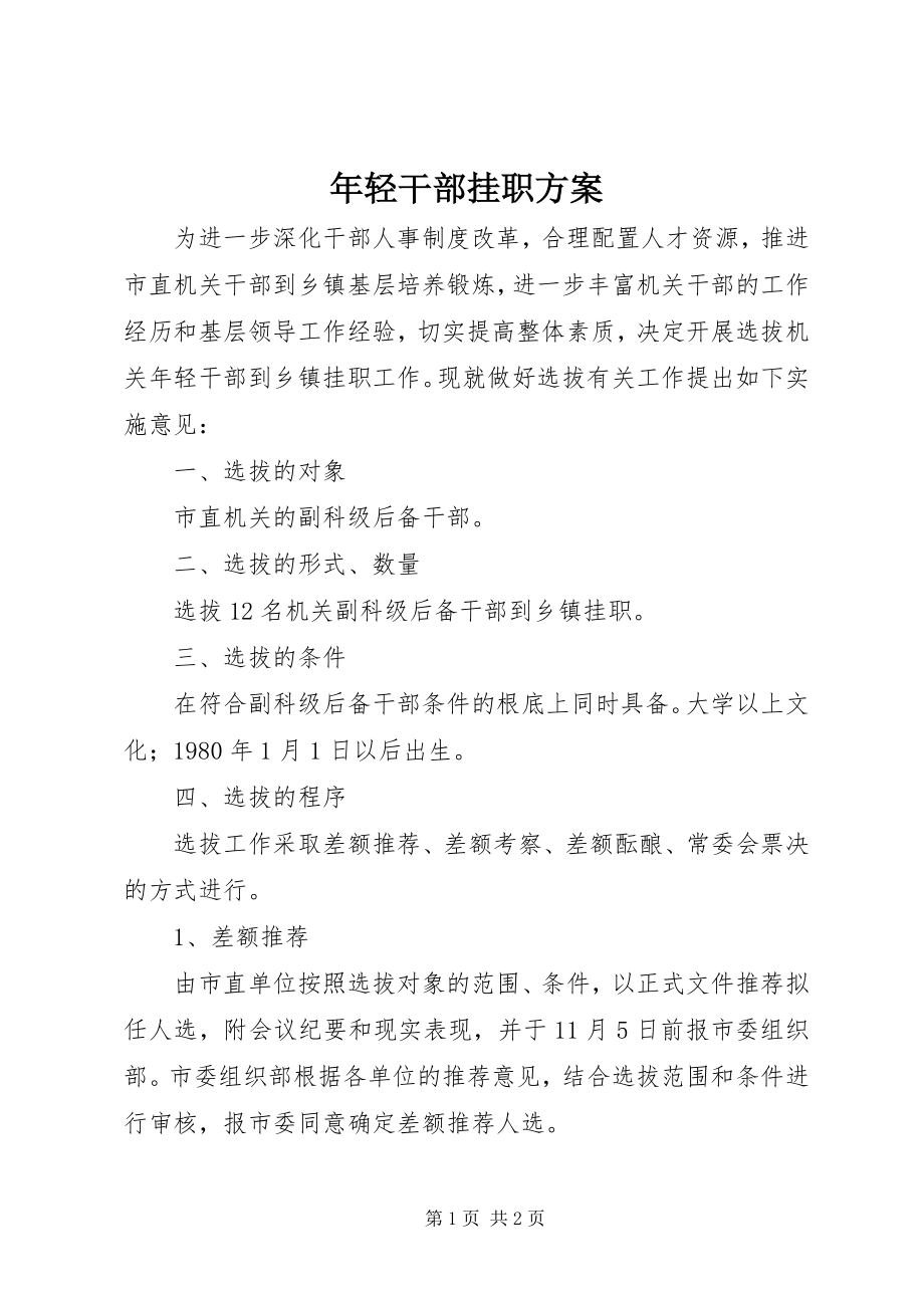 2023年轻干部挂职方案.docx_第1页