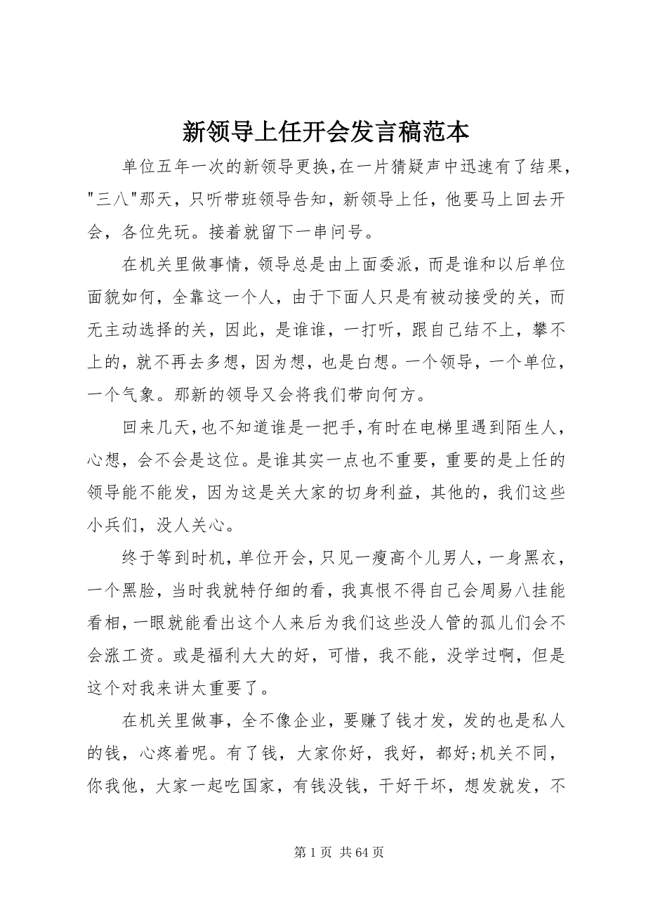 2023年新领导上任开会讲话稿范本.docx_第1页