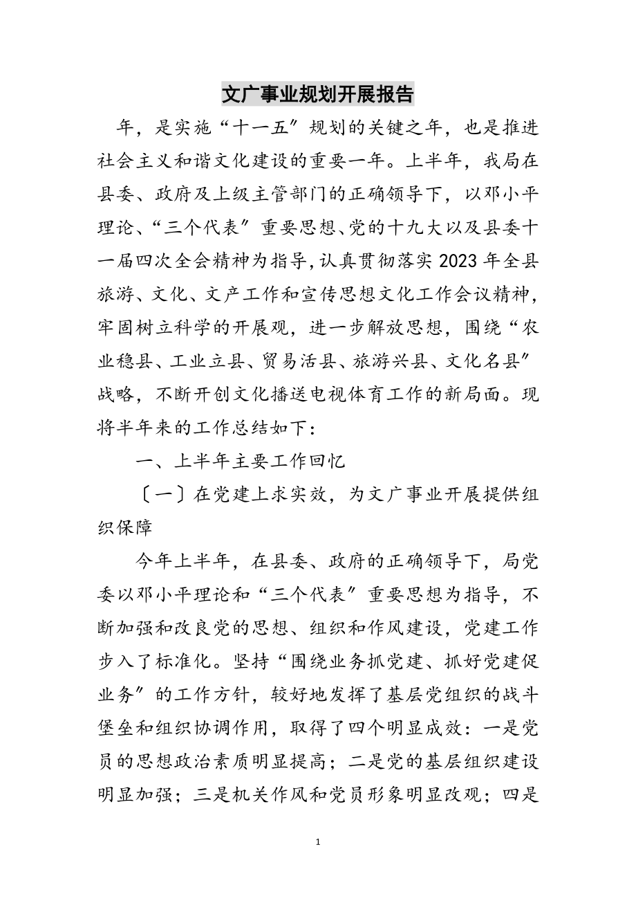 2023年文广事业规划发展报告范文.doc_第1页