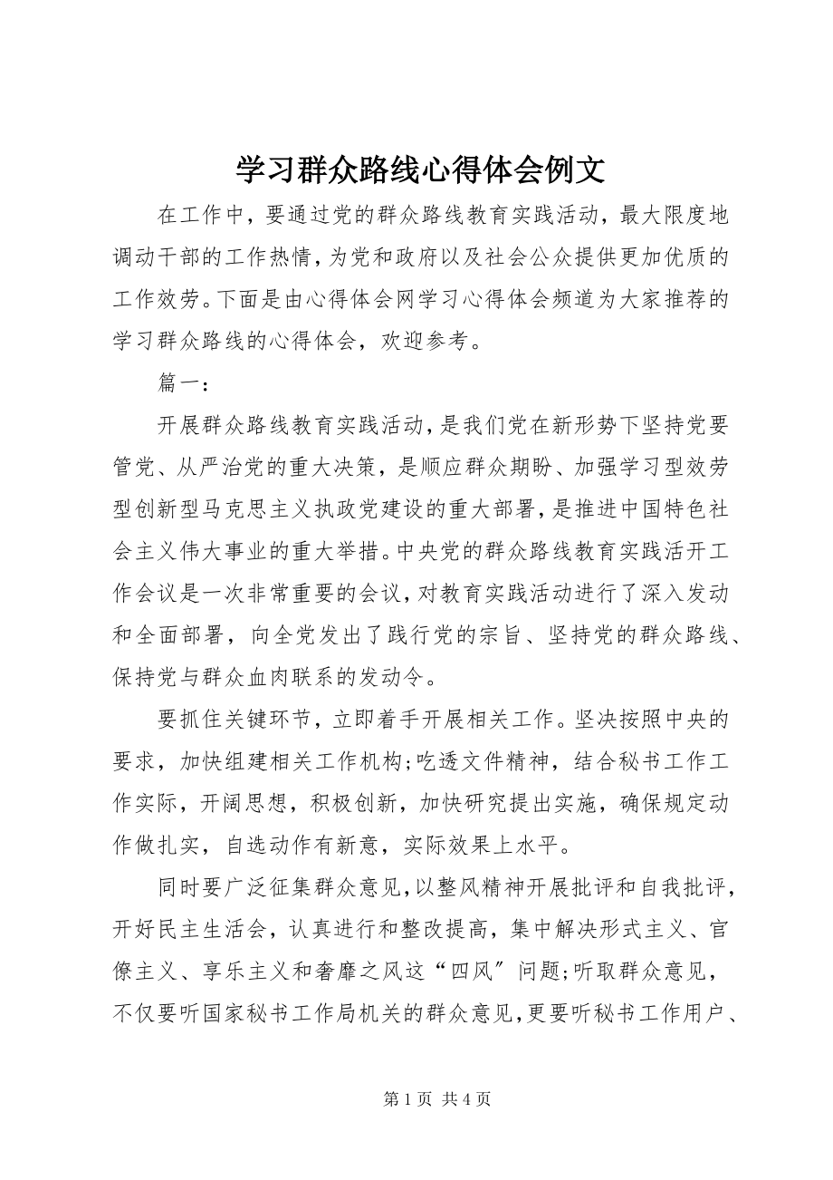 2023年学习群众路线心得体会例文.docx_第1页